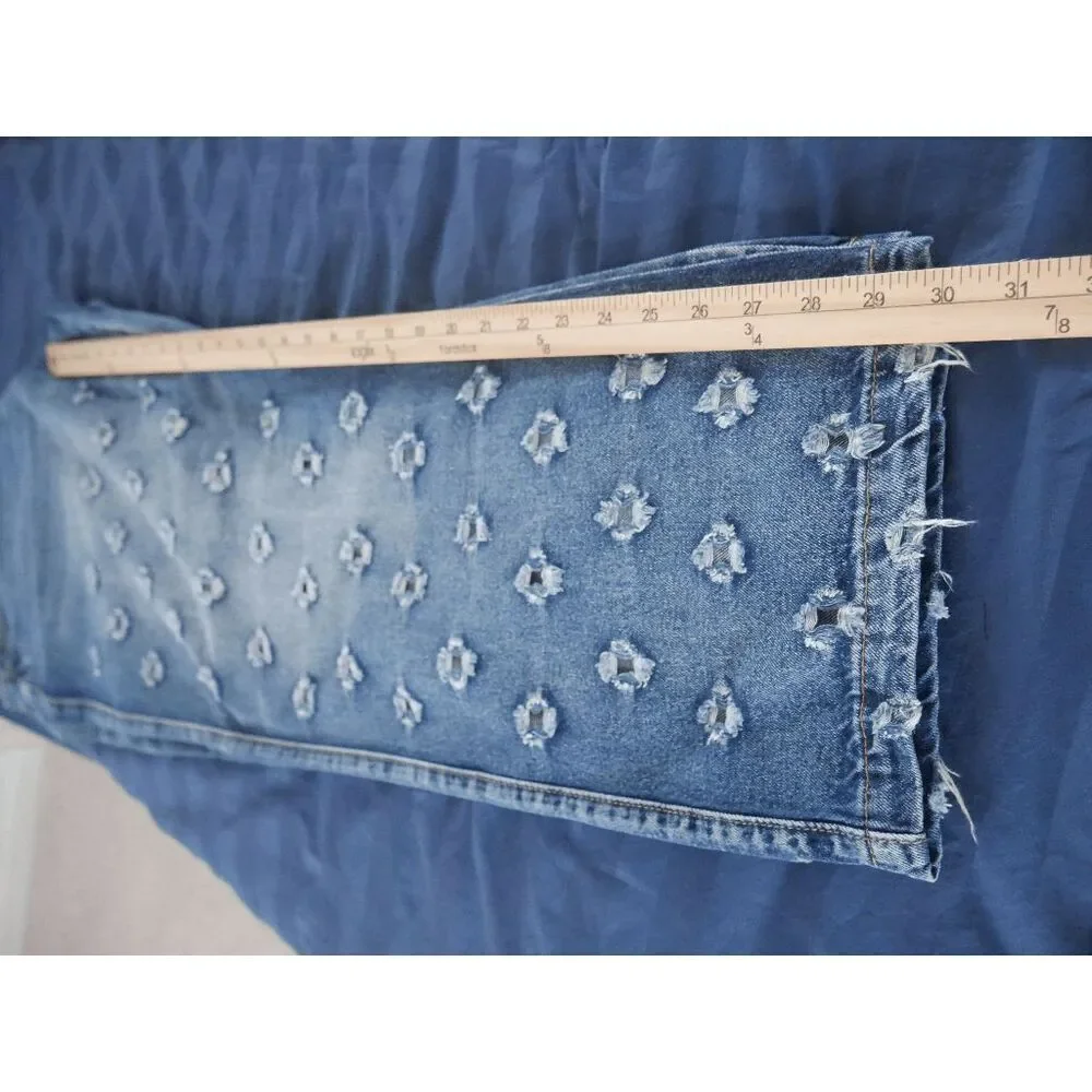 Blue Turtle Shockwave Distressed Mom Jeans Mid Rise Straight 4X